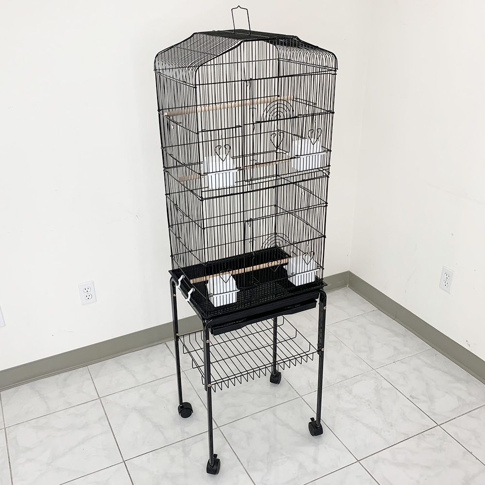 New $60 Small to Medium Bird Cage 60” Tall Parrot Parakeet Cockatiel Bird Cage 18x14x60” Rolling Stand