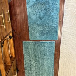 2 Washable Blue Bath Mats 