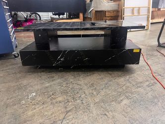43in Large LED Coffee Table w/ 2 Big Storage Drawers,60,000-color Lights,App Control,High Glossy Modern Black Coffee Table,Rectangle 2-Tier Center Tab