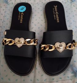 Juicy Couture Black Slide Sandals Size 6