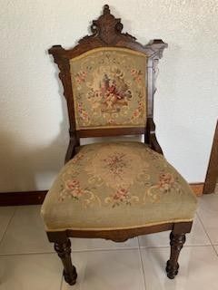 Beautiful  Antique  Needle  Point  Chair 