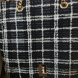 Karl lagerfeld plaid tote bag
