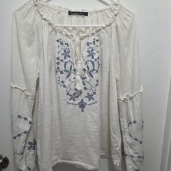 Abercrombie And Fitch Boho Embroidered  Womens Top Size L