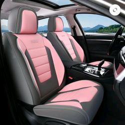 Pink and Gray Leather Car Seat Covers
