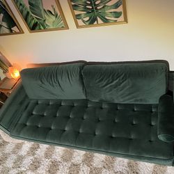 Green Velvet Couch - Barely Used