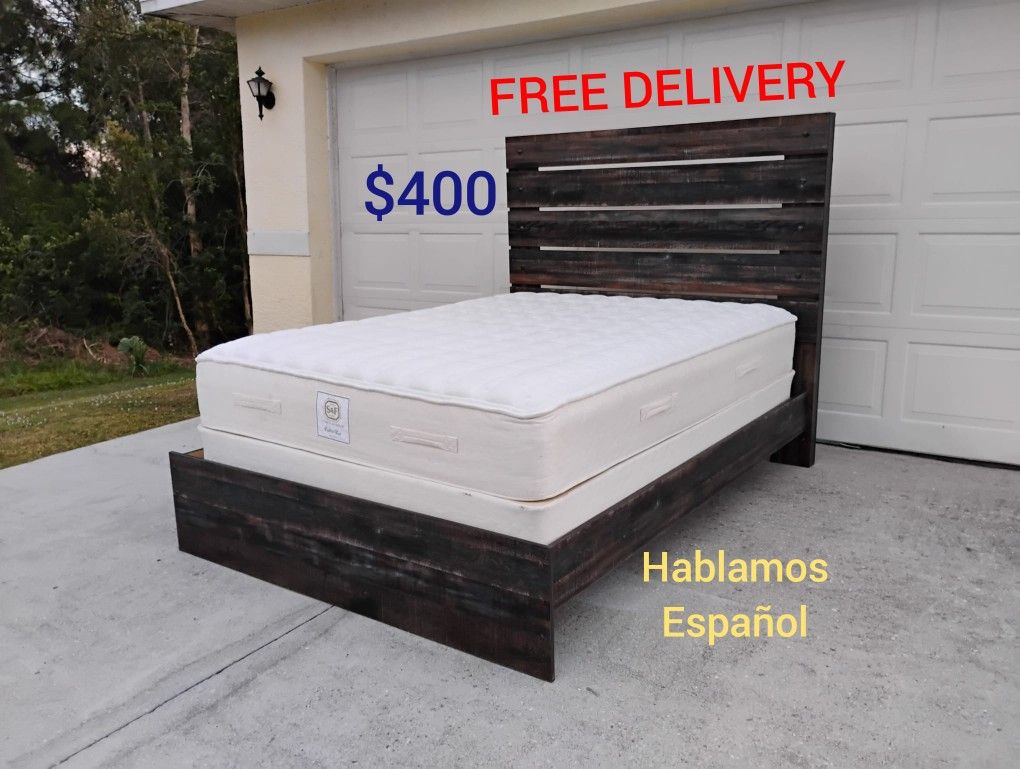 Queen Size Bed With Mattress GREAT CONDITION ๐ FREE DELIVERY ๐