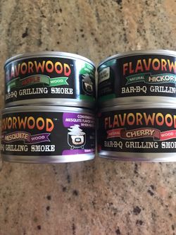 Tin can Flavorwood Bar-B-Q grilling smoke