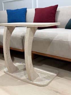 Stone C-Shape Side Table
