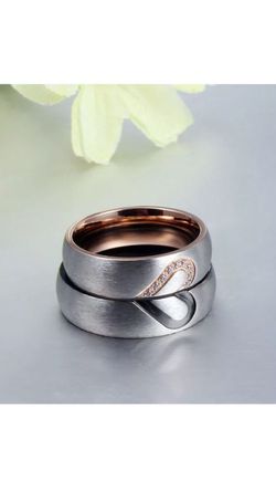 2pcs Heart Wedding Promise Couple Rings Thumbnail