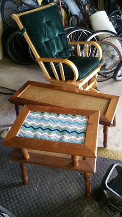 Glider chair and two tables