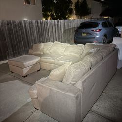 Large 2 Piece Sectional Grey Couch With chaise