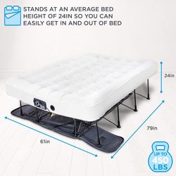 Self inflatable Queen airbed with metal frame NEW, never used. EZ - bed by Ivation