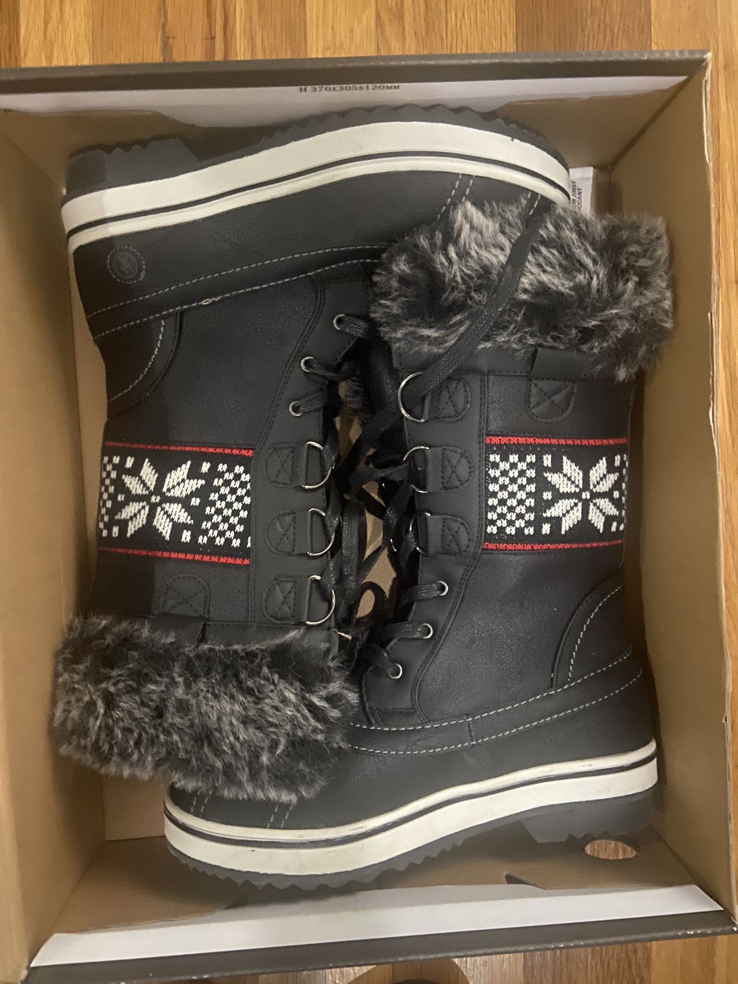 Northside Black Faux Fur Mid Calf Snow Boots Women's