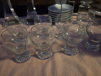 Set of Clear Glass Footed shot liquer Glasses