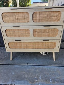 3-Drawer Dresser with Cane Front Panels
