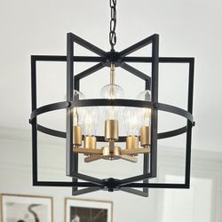 Black & Gold Farmhouse 5 Light Chandelier
