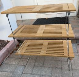 3-Tier Bamboo Shelf with Metal Legs