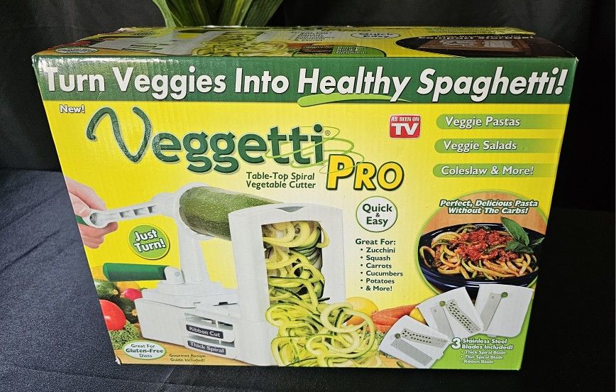 Veggetti Pro Vegetable Tabletop Slicer, 3 Stainless-steel Blades “As Seen on TV"