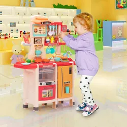 Kids Kitchen Playset, 39.4" H Pretend Play Kitchen for Toddlers 1-3, 65pcs Toddler Play Kitchen Sets for Kids, NEW