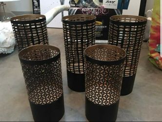 5 Black metal candle holders
