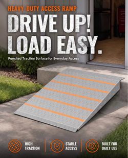2" to 6" H Rise Adjustable Door Threshold Ramp for Elderly Wheelchairs 800lbs Loading-Portable Assisted Living