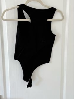 Black Ribbed Sleeveless Bodysuit