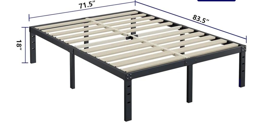 California King Matress And Foldable Steel Bedframe