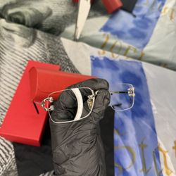 Cartier Silver/black Frame, Clear Lense Glasses For Men