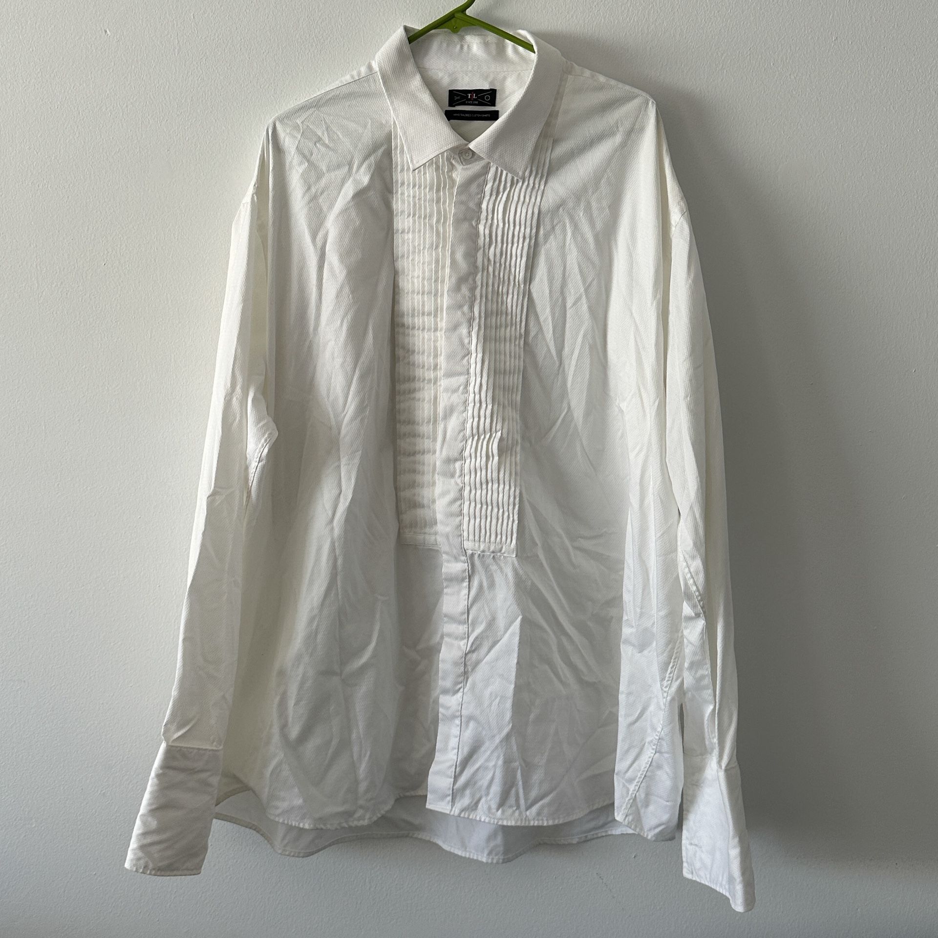 T4L Tailor4Less White Dress Shirt Custom Size Meas. Size 19.5 - 35