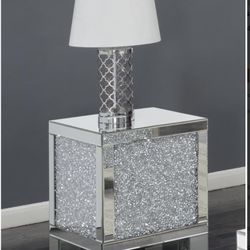 Glamorous Silver And Crystal End Table!  Can Also Be A Nightstand!