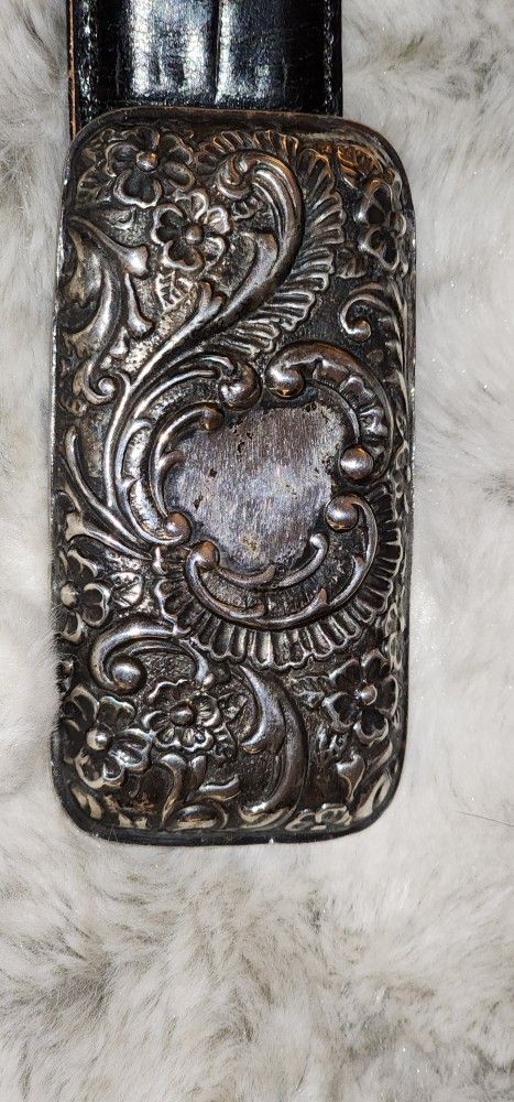 Andrea BARNETT .925 STERLING Silver Belt Buckle & Leather  display picture 2