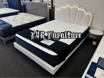 New queen bed frame with mattress
