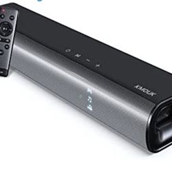 Soundbar, KMOUK Sound Bar for Small TV, Bluetooth 5.0, Mini Sound bar for PC/Home Theater, 2.0 Channel, 3 Equalizer Mode Audio, Optical/Aux/RCA Connec