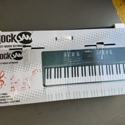 RockJam 61-Key Compact Keyboard Piano with LED Display, Keynote Stickers & Lessons