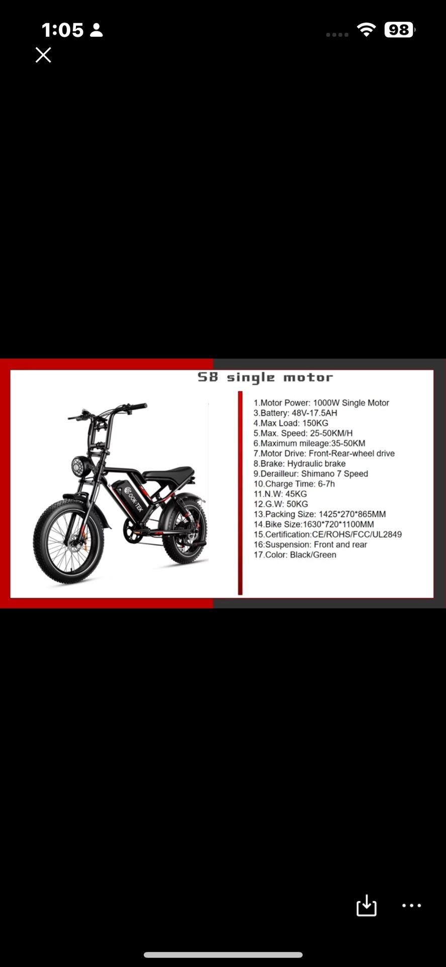 E-bike Brand New With Fast Charge And Mountain E Bike 7 Speeds