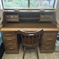 Oak Roll Top Desk