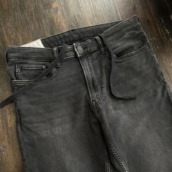 H&M Mens Black Jeans Pants Slim 32 32