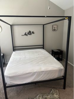Queen firm pillow top  mattress with canopy bed frame