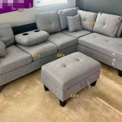 BRAND NEW 3PCS SECTIONAL SOFA SET WITH OTTOMAN AND ACCENT PILOWS INCLUDED $379