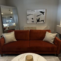 Burnt Orange Velvet Statement Sofas