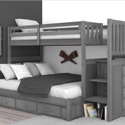 New Gray Bunk Bed Twin Over Full 