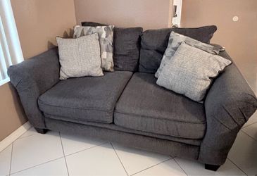 Oversized Love Seat &  Accent Chair Dark Gray Fabric