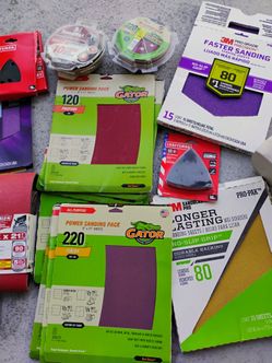 Sanding tools sheets belt and more some open box some unopened pickup only cash