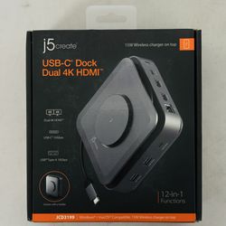 j5create USB-C Dual 4K Docking Station | New Sealed