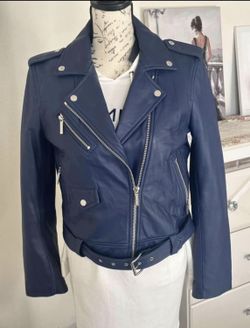 Michael Kors Moto  Real Leather Jacket, Like New/Chamarra MK Grande Como Nueva