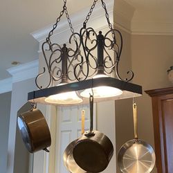 Hanging Pot Rack With Lights Black