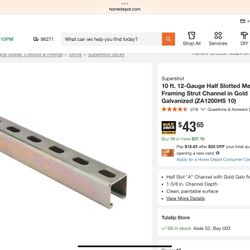Deep Strut Aka 10 ft. 12-Gauge Half Slotted Metal Framing Strut Channel in Silver Galvanized