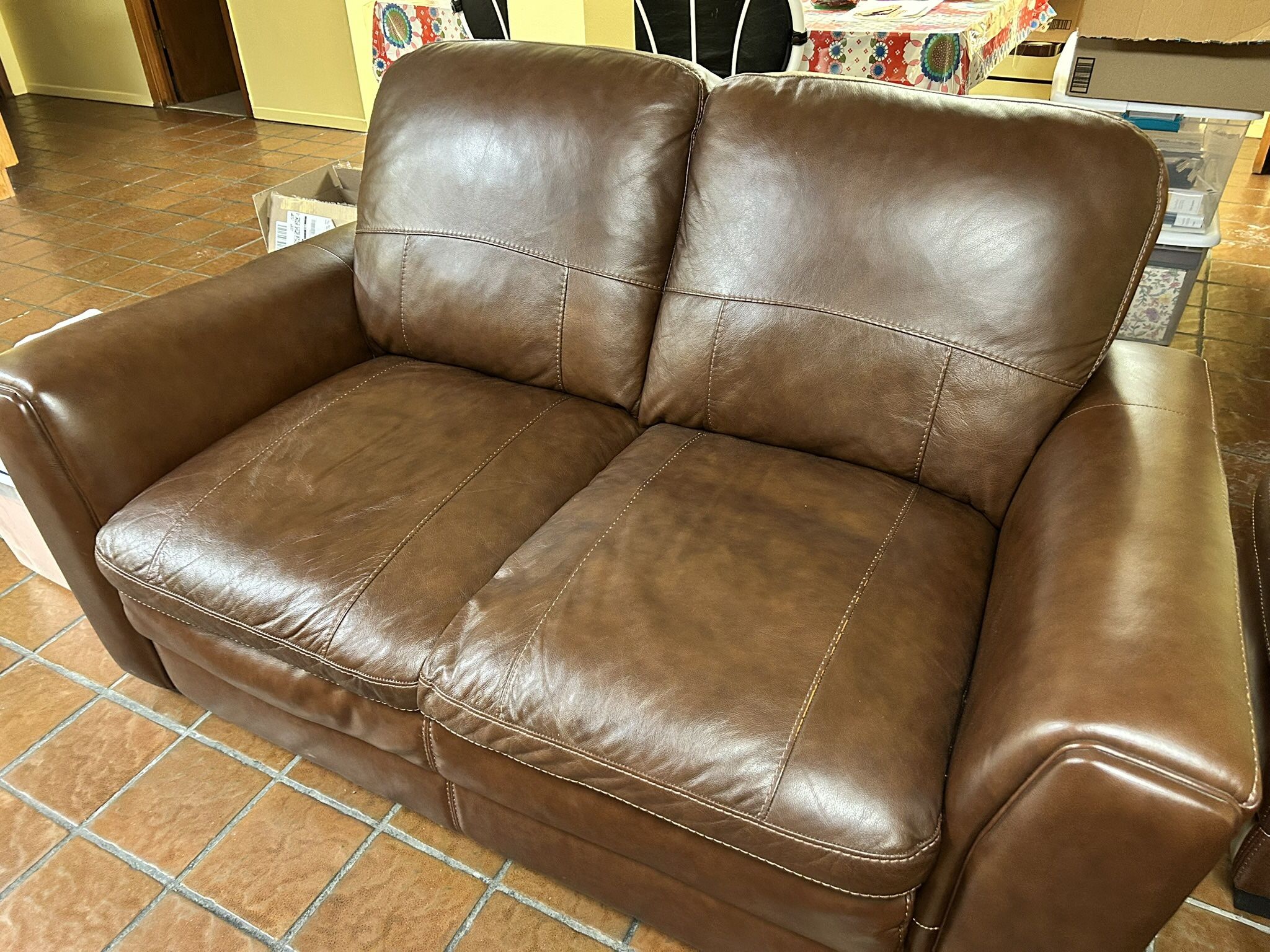 MUST SELL LEATHER SOFA AND LOVESEAT WITH OTTOMAN
