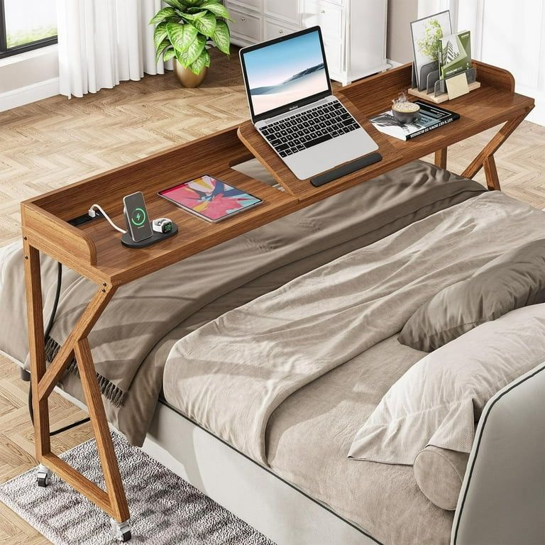 Tribesigns Overbed Table, 70.9" Queen Size Bed Table Over Bed Desk with Adjustable Tilt Board