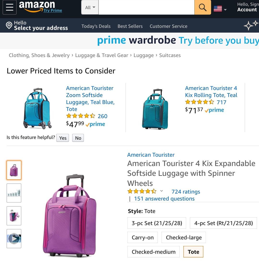 American Tourister 4 Kix Expandable Softside Luggage with Spinner